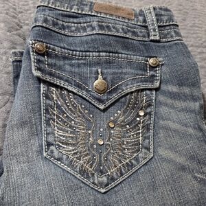 Embellished Blue Harley Davidson Womens Size 8 Bling  Denim Jeans